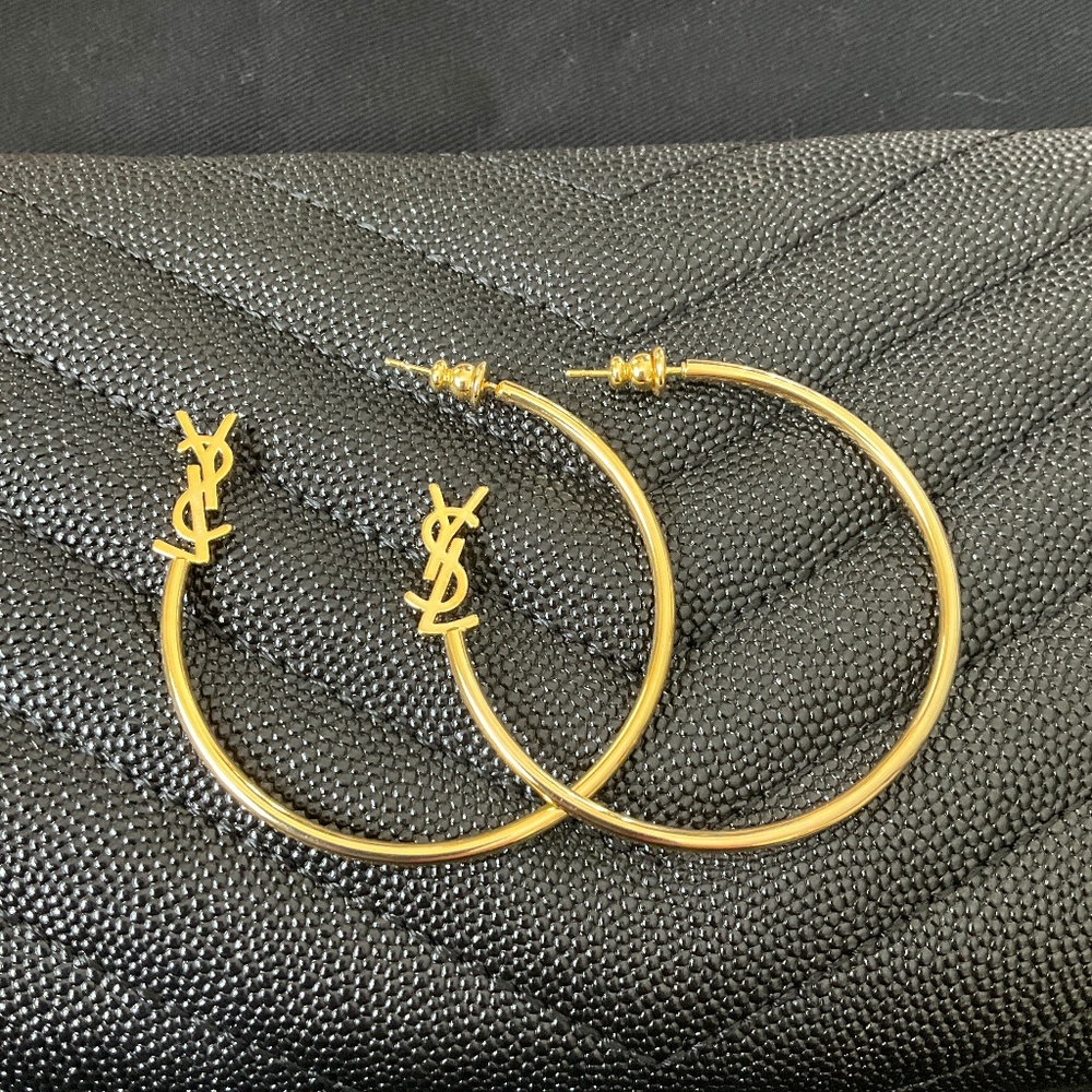 YVES SAINT LAURENT YSL Earrings logo hoop